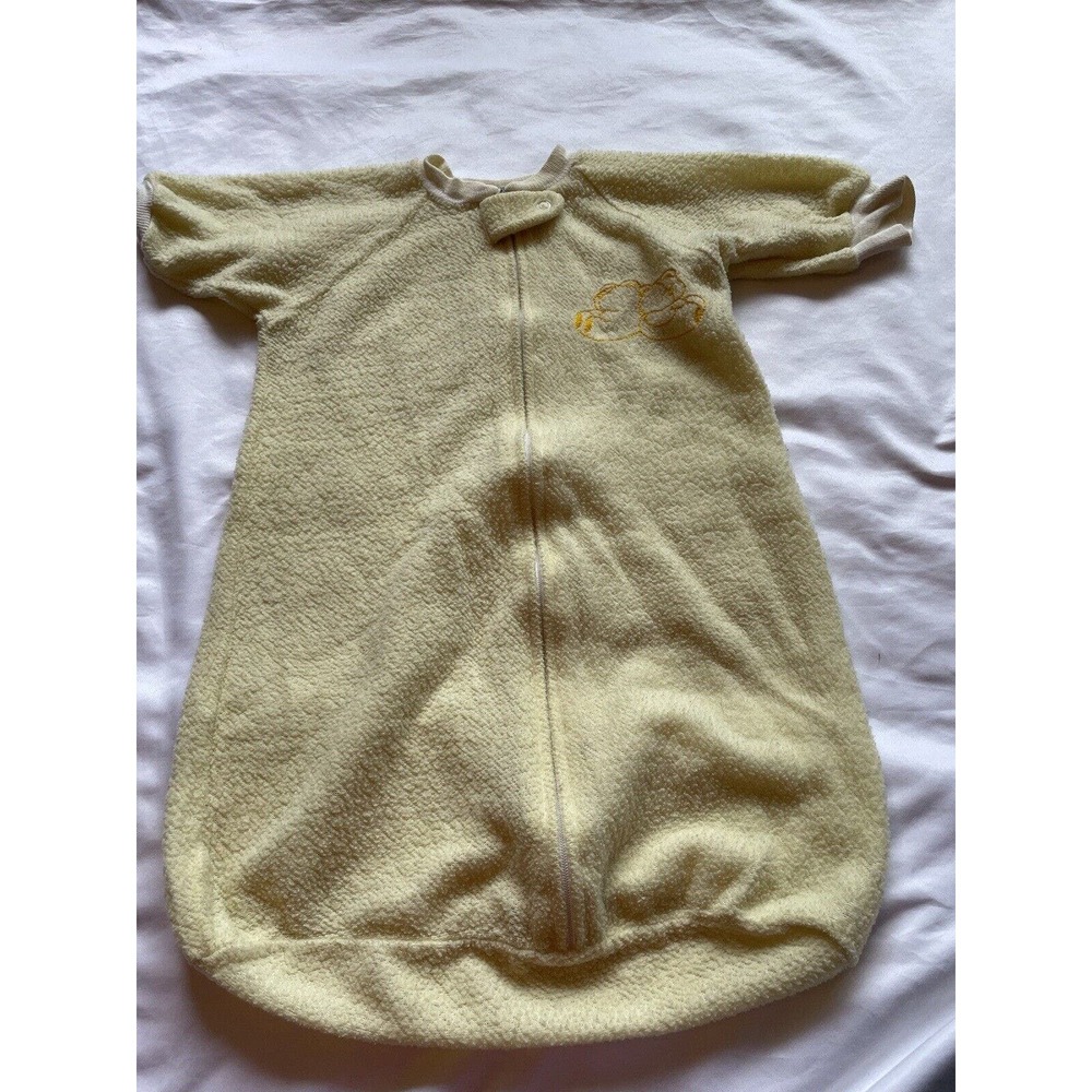 vtg carters pjs Sleep Sack Fleece Yellow One Size Up To 21 Lbs 80s Made in USA